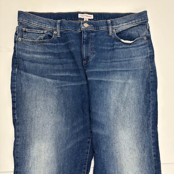 Lucky Brand Easy Rider Boot Raw Hem Women's size 14 Dark Wash Blue Denim Jeans - Picture 2 of 6